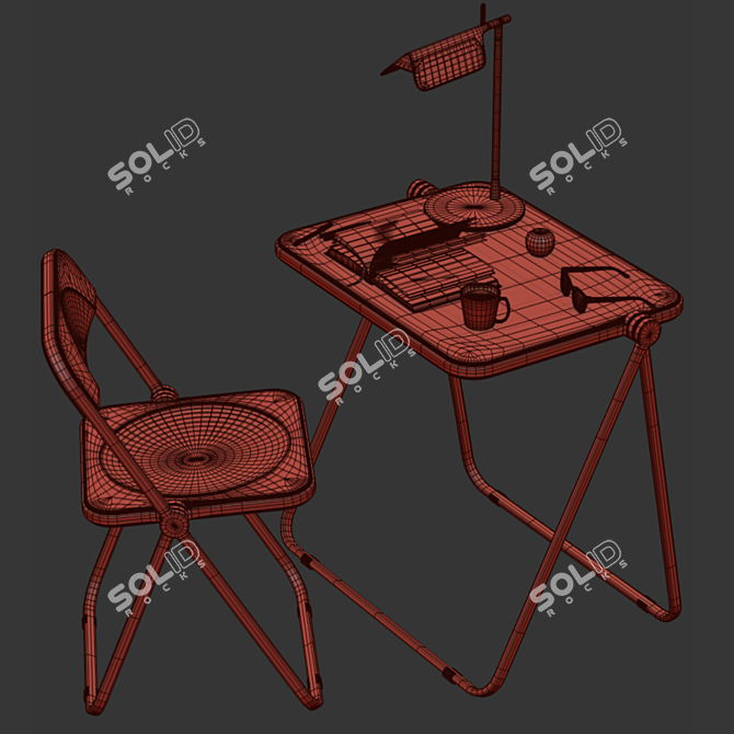 Adjustable Folding Desk Set 3D model image 5