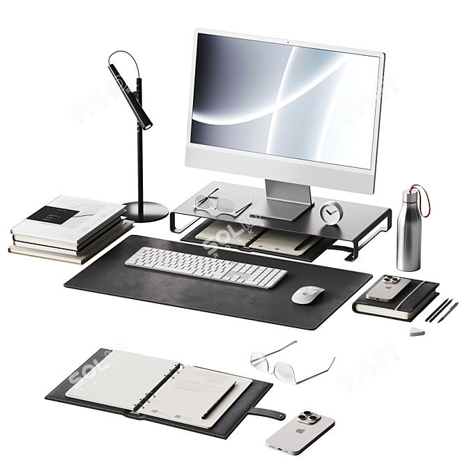 Apple-themed Workplace Decor Set 3D model image 1