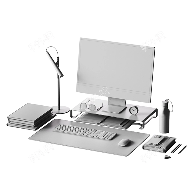 Apple-themed Workplace Decor Set 3D model image 6