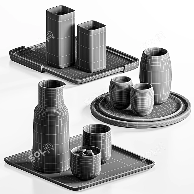 Modern Dishes Tableware Set Renderized 3D model image 5