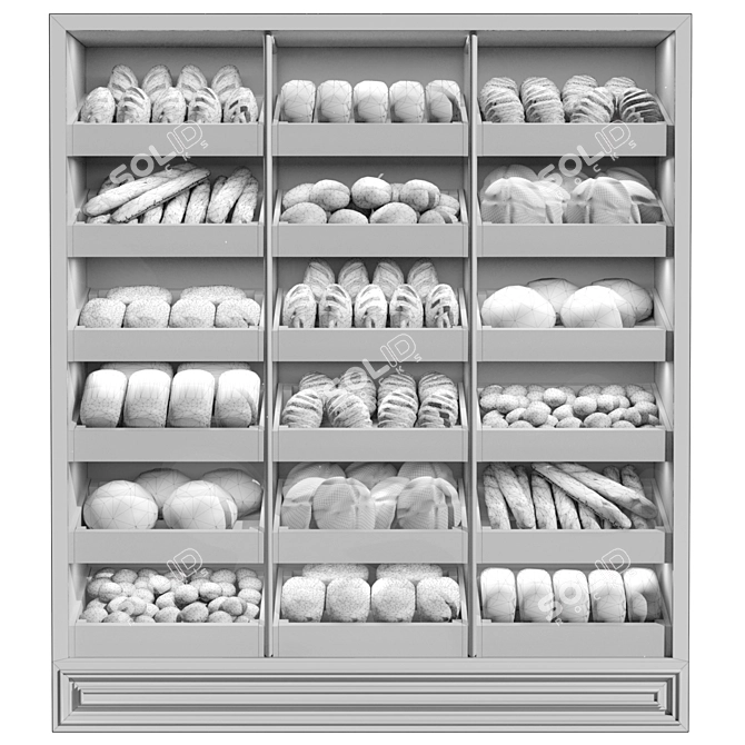 Bakery Display with Fresh Baked Bread 3D model image 2