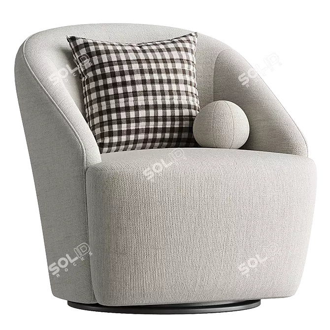 Elegant Swivel Armchair in Rustic Style 3D model image 2