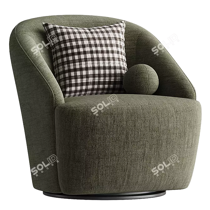 Elegant Swivel Armchair in Rustic Style 3D model image 3