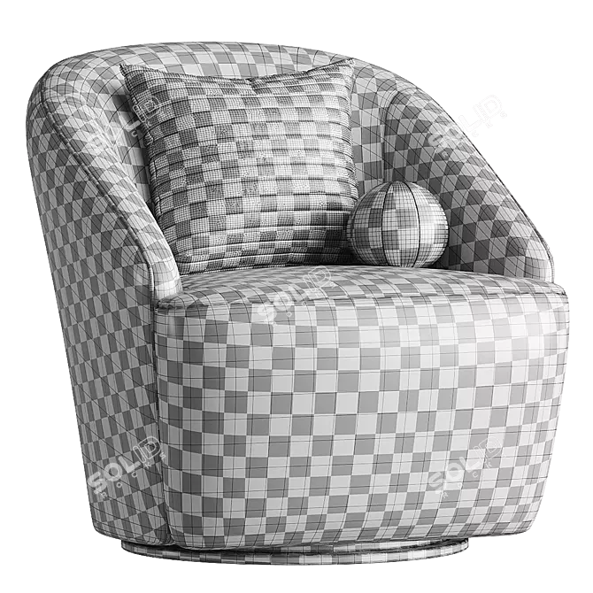 Elegant Swivel Armchair in Rustic Style 3D model image 4