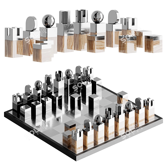 Luxury Chess Set NELSON 3D model image 1