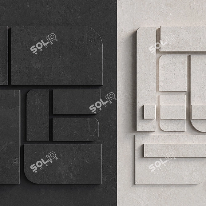 Geometric Relief Wall Art Panel 3D model image 2