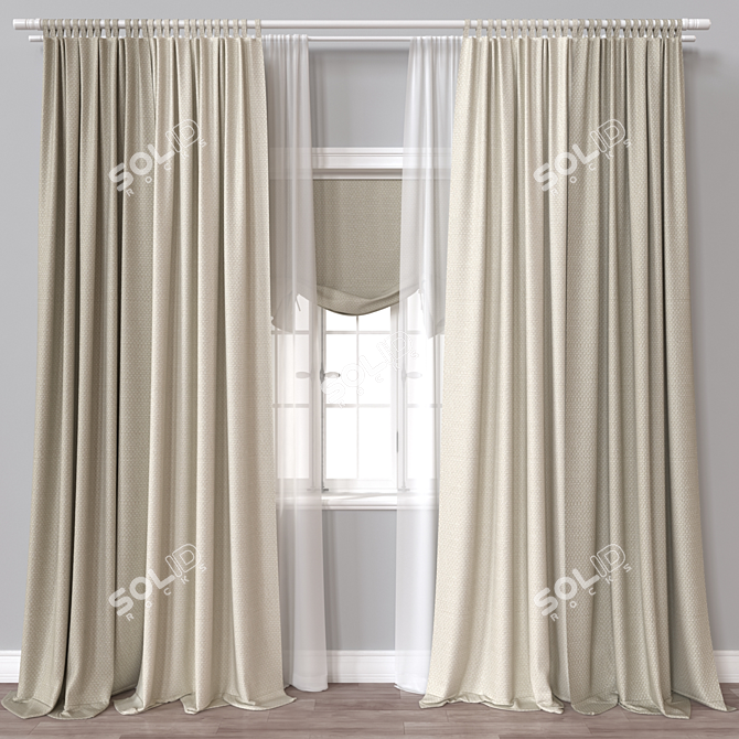 Modern Vray-Ready Curtain 3D Model 3D model image 1