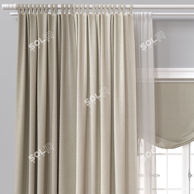 Modern Vray-Ready Curtain 3D Model 3D model image 3