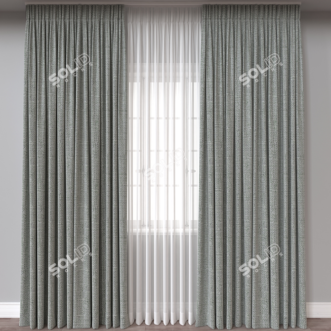 Versatile 3D Curtain Model 3D model image 1