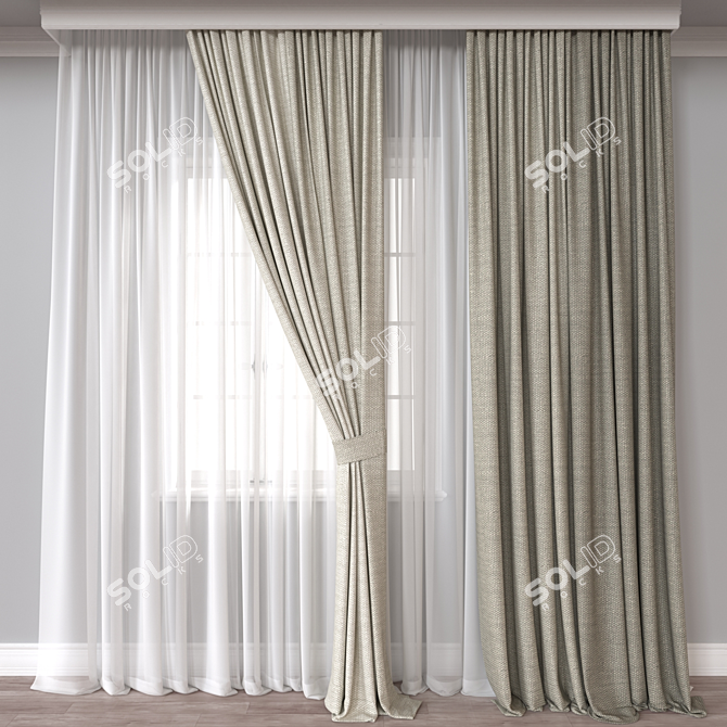 Modern Curtain 3D Model Set 3D model image 1