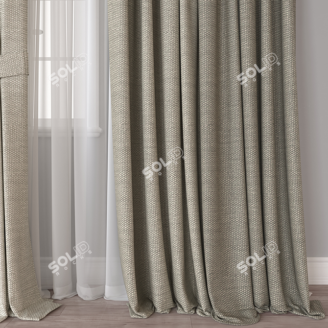 Modern Curtain 3D Model Set 3D model image 2