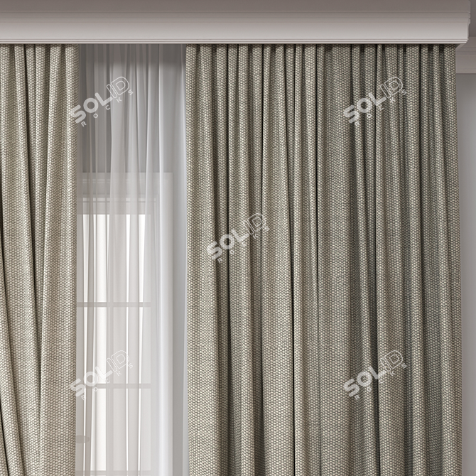 Modern Curtain 3D Model Set 3D model image 3