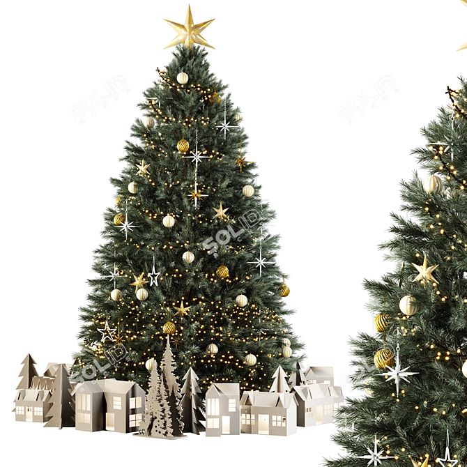 Christmas Tree Set with Decorations 3D model image 1