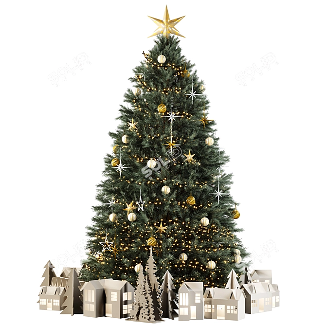 Christmas Tree Set with Decorations 3D model image 2