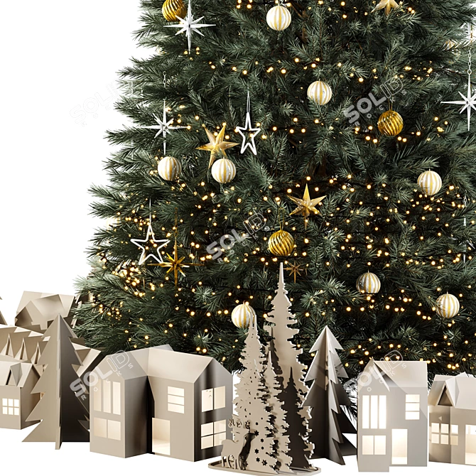 Christmas Tree Set with Decorations 3D model image 3