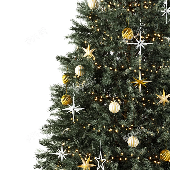 Christmas Tree Set with Decorations 3D model image 4