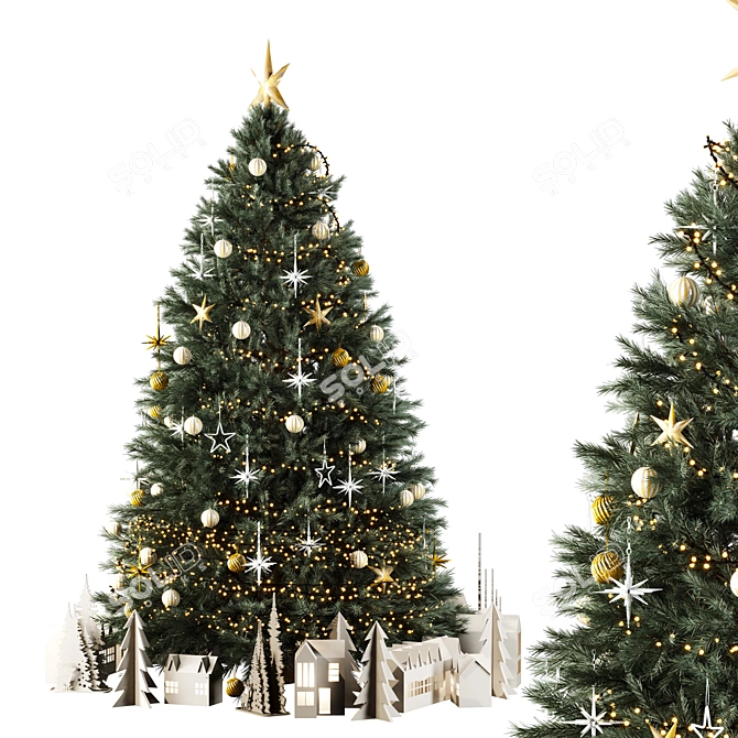 Christmas Tree Set with Decorations 3D model image 5