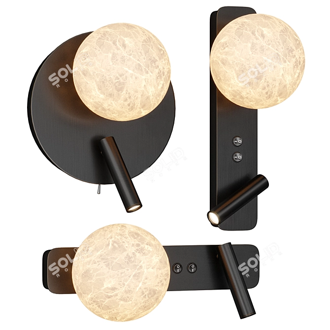 Marble Globe Wall Lamp 3D model image 1