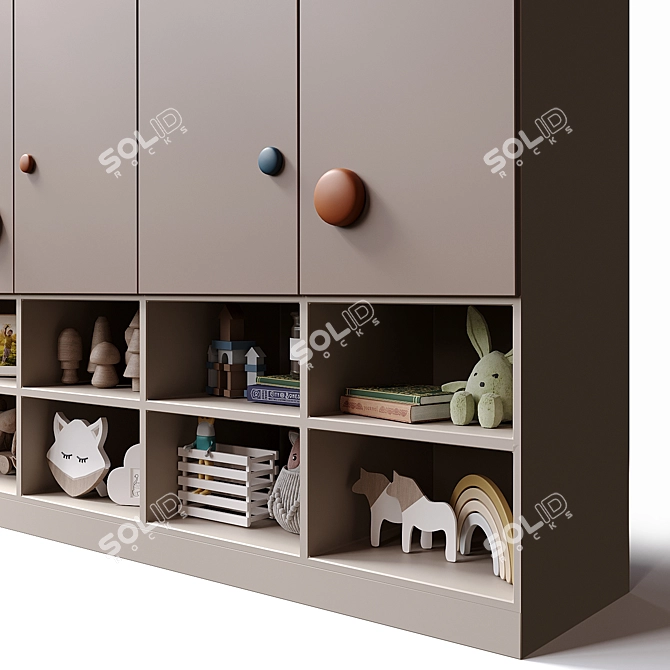 Custom Kids X-Shaped Wardrobe 3D model image 3