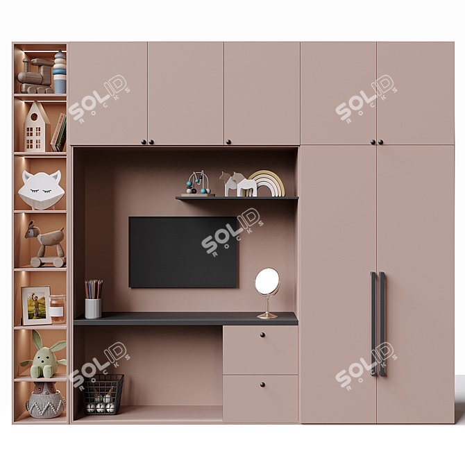 Custom Kids X-Shaped Wardrobe 3D model image 6