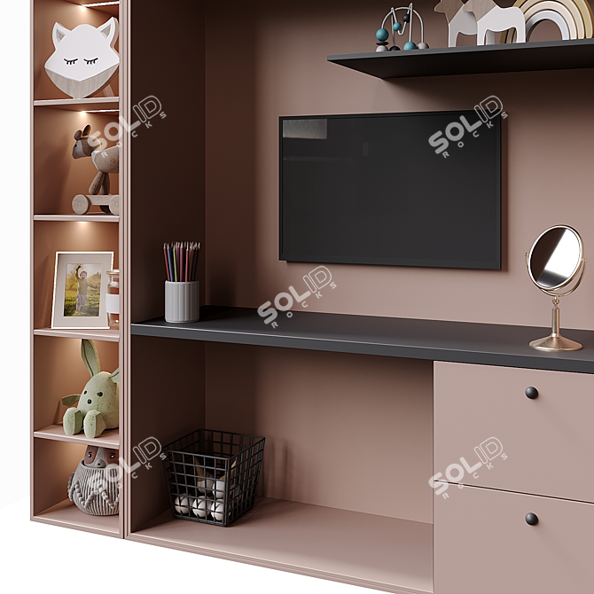 Custom Kids X-Shaped Wardrobe 3D model image 9