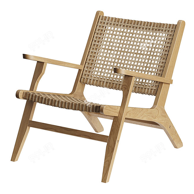 Acacia and Wicker Dining Chair 3D model image 1