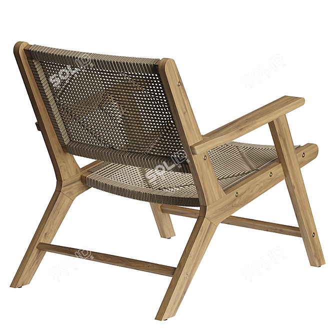 Acacia and Wicker Dining Chair 3D model image 2