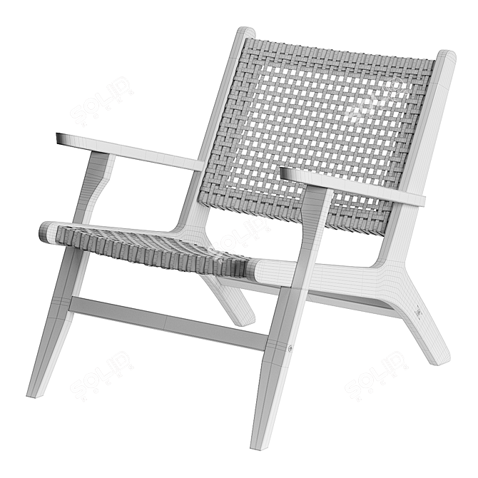 Acacia and Wicker Dining Chair 3D model image 3