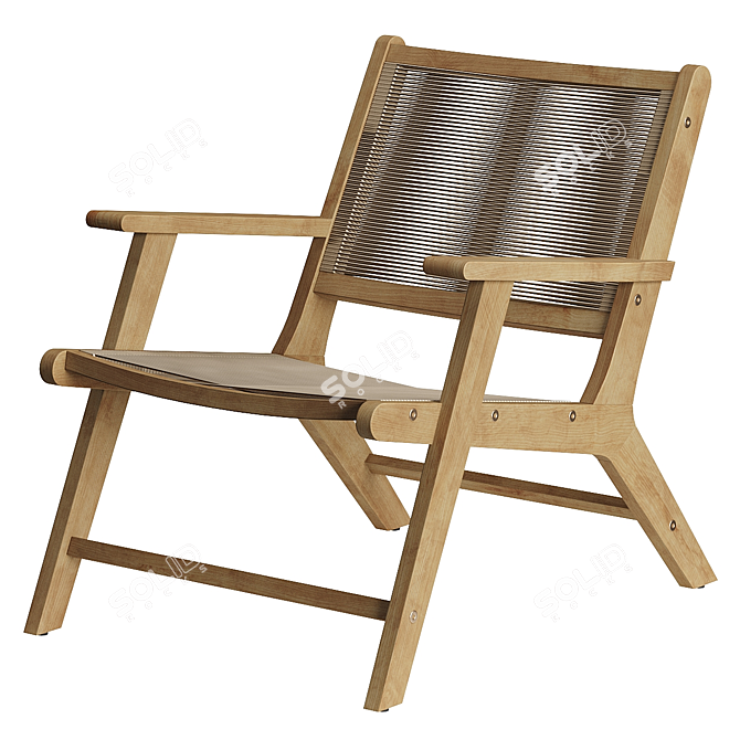 Natural Acacia Wood Armchair Design 3D model image 1