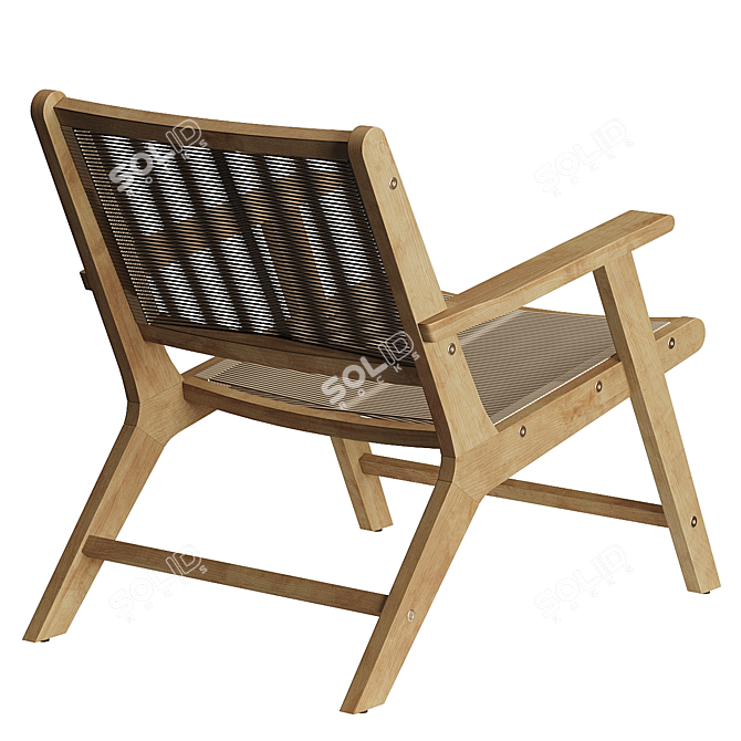 Natural Acacia Wood Armchair Design 3D model image 2