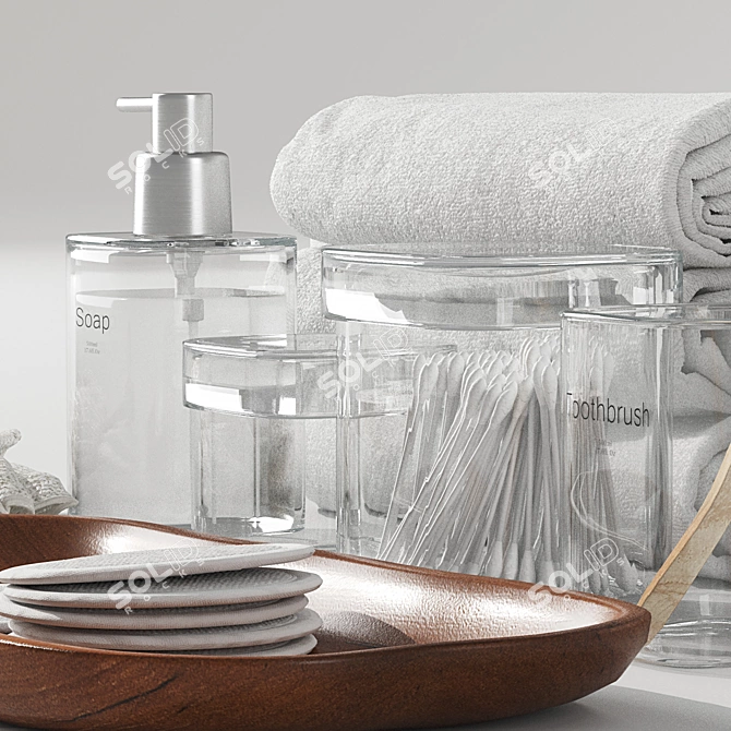 Luxury Borosilicate Glass Bathroom Set 3D model image 4