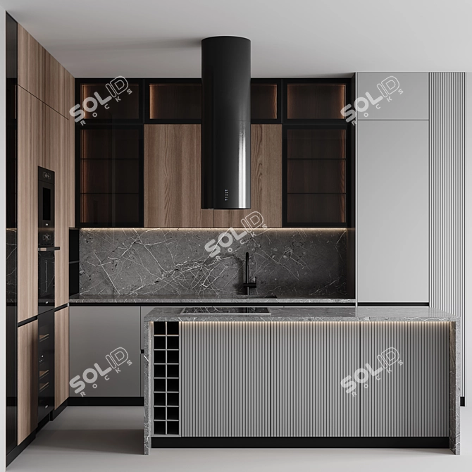 Customizable Modern Kitchen Design 3D model image 1