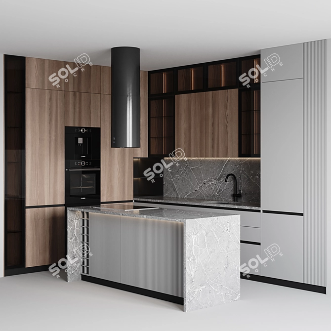 Customizable Modern Kitchen Design 3D model image 2