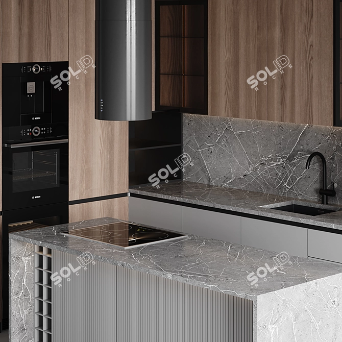 Customizable Modern Kitchen Design 3D model image 3