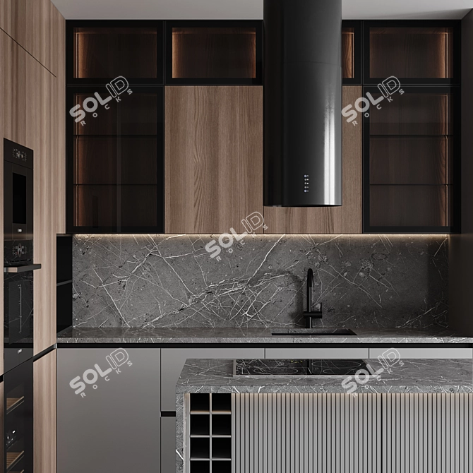 Customizable Modern Kitchen Design 3D model image 4