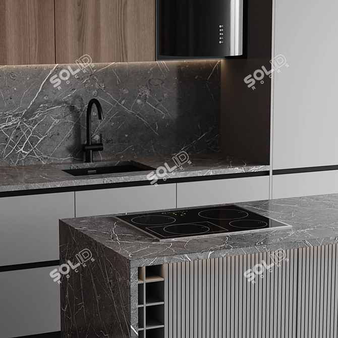 Customizable Modern Kitchen Design 3D model image 5