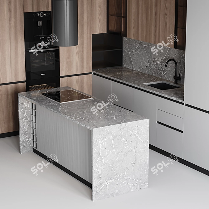 Customizable Modern Kitchen Design 3D model image 6