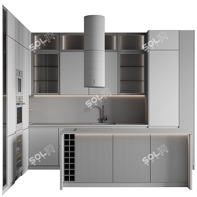 Customizable Modern Kitchen Design 3D model image 7