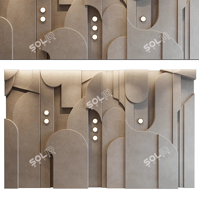 Unique Gypsum Wall Panel Set 3D model image 1