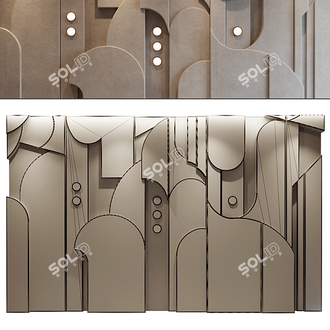 Unique Gypsum Wall Panel Set 3D model image 2
