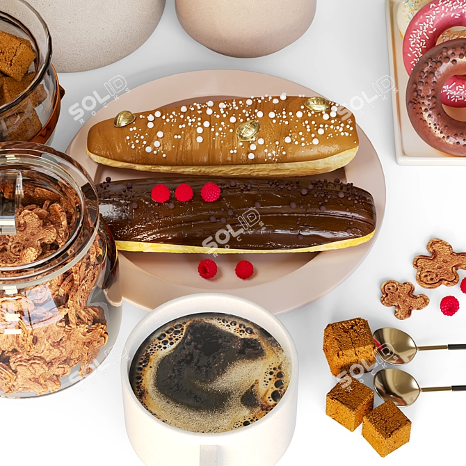 Eclairs, Donuts, Cookies 3D Model 3D model image 5