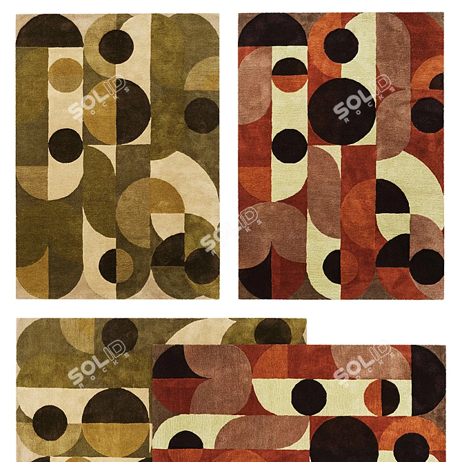 Cosmo Greens & Red Rug 3D model image 1