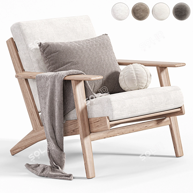 Vintage Armchair GE290 3D Model 3D model image 1