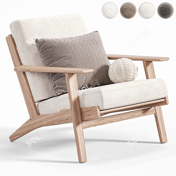 Vintage Armchair GE290 3D Model 3D model image 4