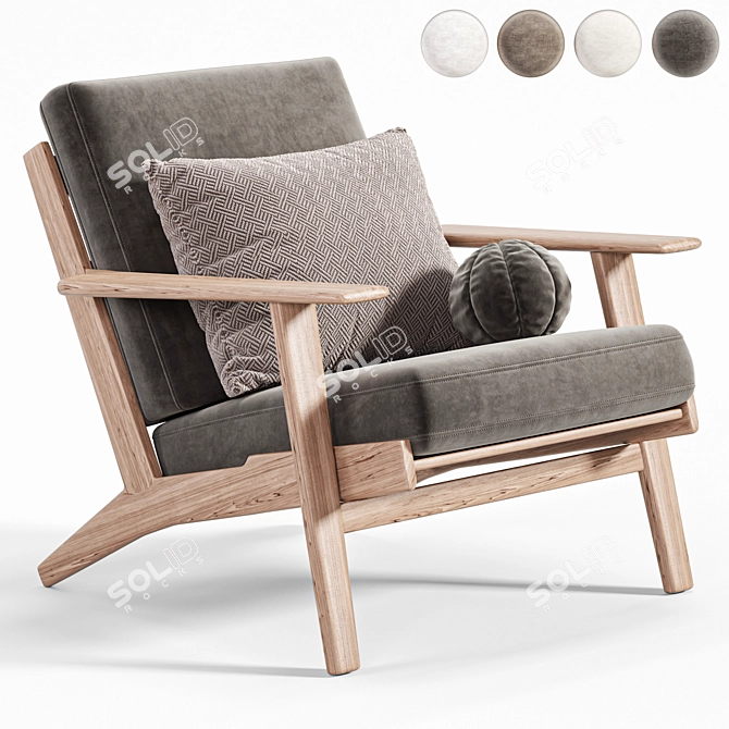 Vintage Armchair GE290 3D Model 3D model image 5