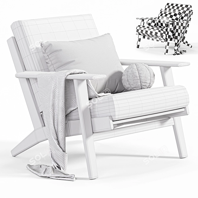 Vintage Armchair GE290 3D Model 3D model image 6