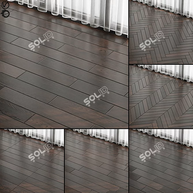 Seamless Parquet Wood Materials Set 3D model image 1