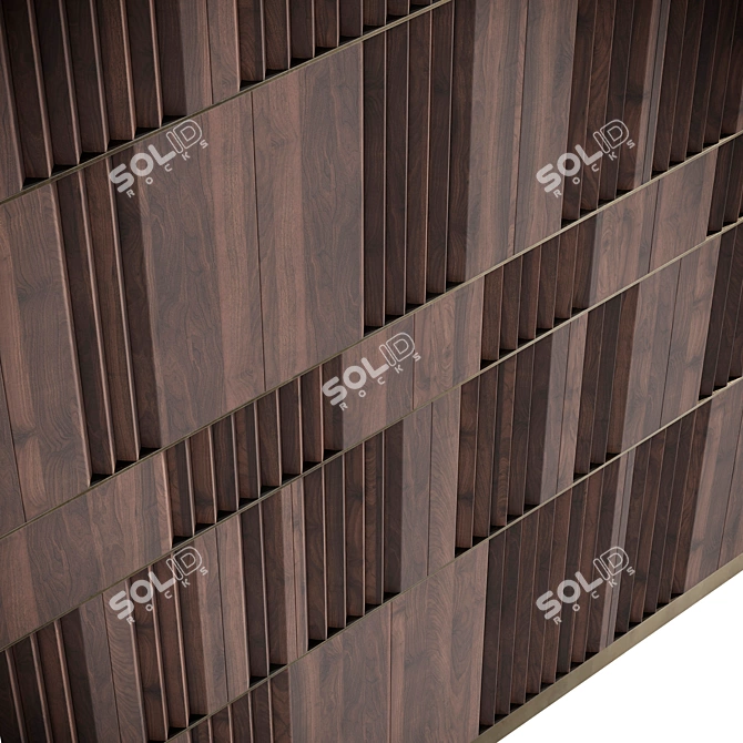 Elegant Walnut Wall Panel 3D model image 3