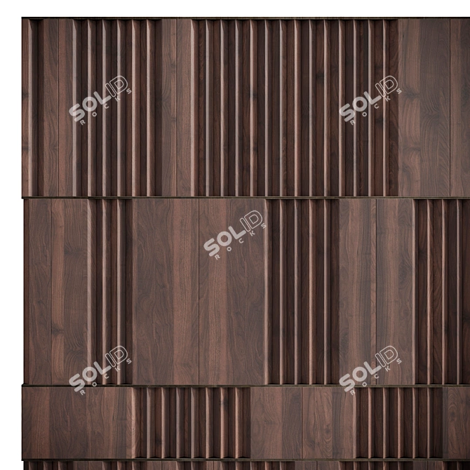 Elegant Walnut Wall Panel 3D model image 4