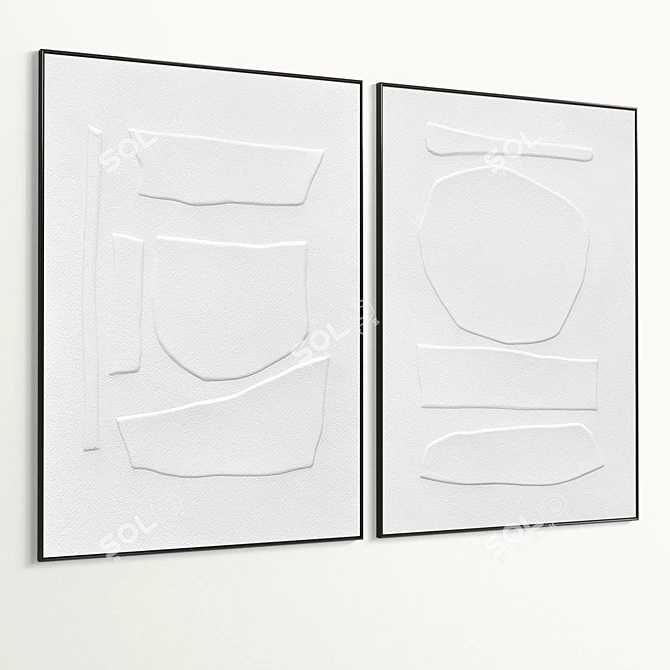 Plaster Texture Double Photo Frame 3D model image 6